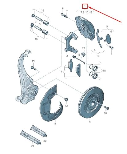 Passend für Audi Q5 8R Bremssattel Vorne Rechts 8R0615124A Original von gtvtrading