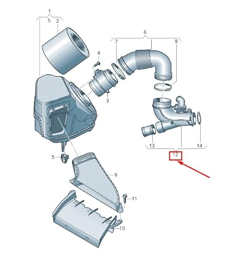 Passend für Audi Q5 Fy Motor Luftfilter Anschlussstück 05L129635A Original von gtvtrading