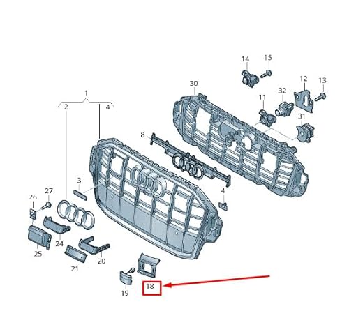 Passend für Audi Q7 4M Kühlergrill Abdeckkappe Vorne Links 4M0853449Aru6 Original von gtvtrading