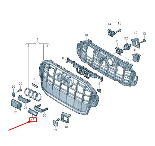 Passend für Audi Q7 4M Kühlergrillblende Rechts 4M0853663A 3Fz 4M0853663A3Fz Original von gtvtrading