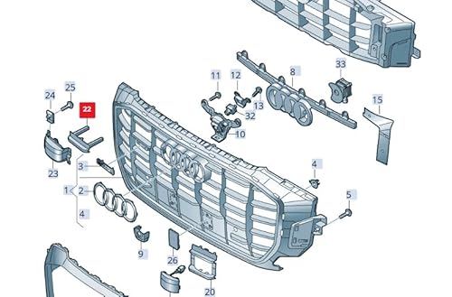 Passend für Audi Q8 4Mn Kühlergrill Abdeckung Vorne Rechts 4M88532943Fz Original von gtvtrading