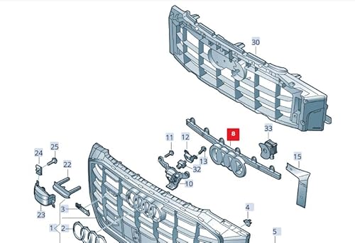 Passend für Audi Q8 4Mn Kühlergrillleiste vorne mittig 4M8853037B Original von gtvtrading