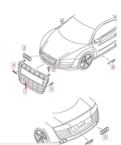 Passend für Audi R8 42 Frontstoßstange Kühlergrill 420853651St94 Original von gtvtrading