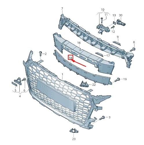 Passend für Audi TT FV Mittelkühlergrill Schließblech 8S0853692B Original von gtvtrading