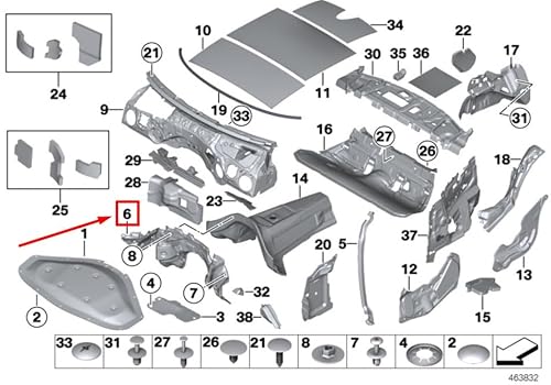 Passend für BMW 2 Cabrio F23 Armaturenbrett Schalldämmung 7431664 51487431664 Original von gtvtrading