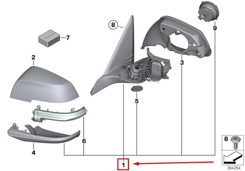 Passend für BMW 2 Coupe F22 Außenspiegel Vorne Links 7268539 51167268539 Original von gtvtrading