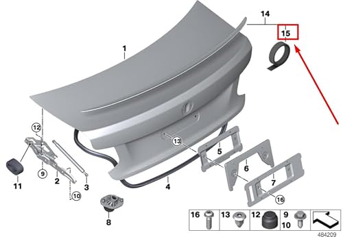 Passend für BMW 2 F22, F87 Kofferraumdeckel-Klebeband, Zierleiste, 51628062032, 8062032 von gtvtrading