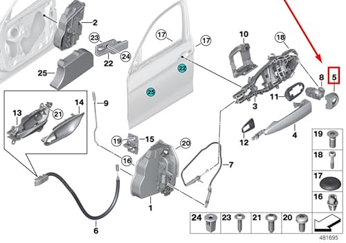 Passend für BMW 2 F23 Außentürgriff Schlossabdeckung 7162437 51217162437 Original von gtvtrading