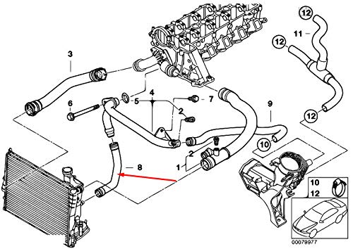 Passend für BMW 3 E46 Kühler Kühlmittel Zwischenrohr 11537785417 7785417 Original von gtvtrading