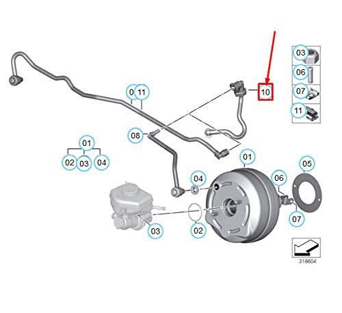 Passend für BMW 3 F30 Bremskraftverstärker Unterdruckleitung 11667602057 7602057 Original von gtvtrading