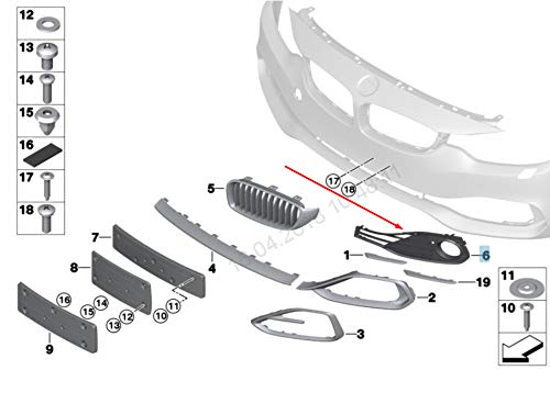 Passend für BMW 4 F32 Nebelscheinwerfer rechts, Luxury Line-Kühlergrill, 51117309624, 2016, Original von gtvtrading