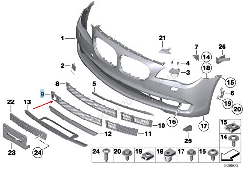 Passend für BMW 7 F04 Frontstoßstange Unterer Kühlergrill Acc 51117264207 7264207 2012 Original von gtvtrading