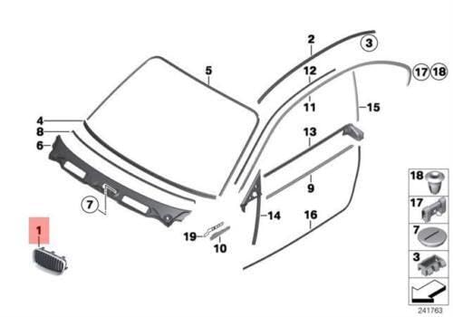 Passend für BMW E82 E88 Kühlergrill Niere Chrom Vorne Rechts 7354950 51137354950 von gtvtrading