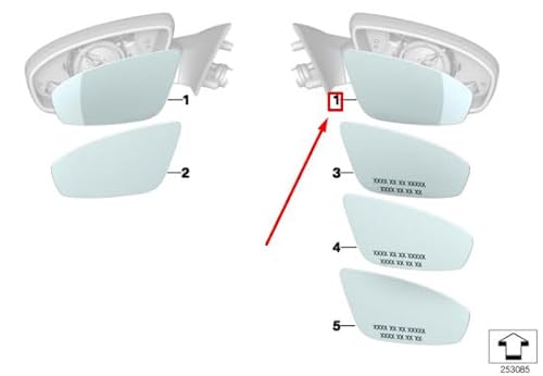 Passend für BMW M5 F10 Außenspiegel Vorne Rechts M Glas 51168050084 8050084 Original von gtvtrading