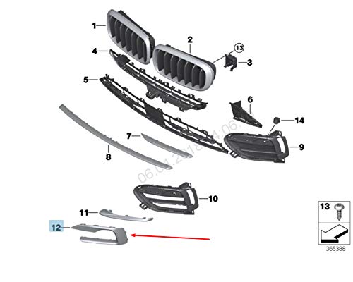 Passend für BMW X6 F16 Kühlergrillverkleidung vorne rechts 51117319790 7319790 Original von gtvtrading