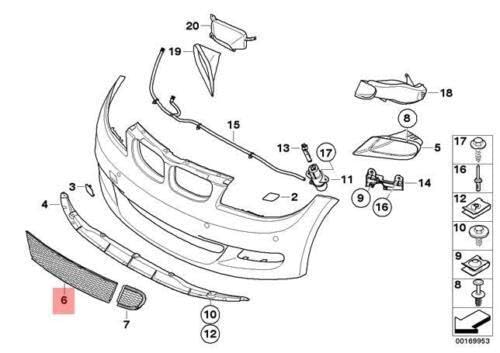 Passend für Bmw E81 E82 E87 E88 Kühlergrill Mitte Stoßstange Vorne 0432376 51110432376 Original von gtvtrading