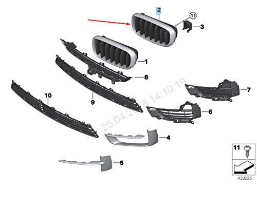 Passend für Bmw X5 F15 Kühlergrill Links Nivi 51137303105 7303105 2015 Original von gtvtrading