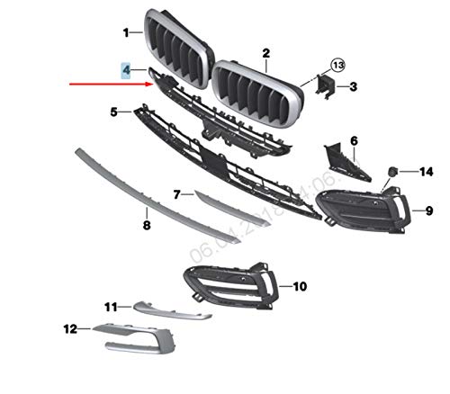 Passend für Bmw X6 F16 Frontstoßstange Oberer Kühlergrill Mitte Seite 51117319767 7319767 von gtvtrading