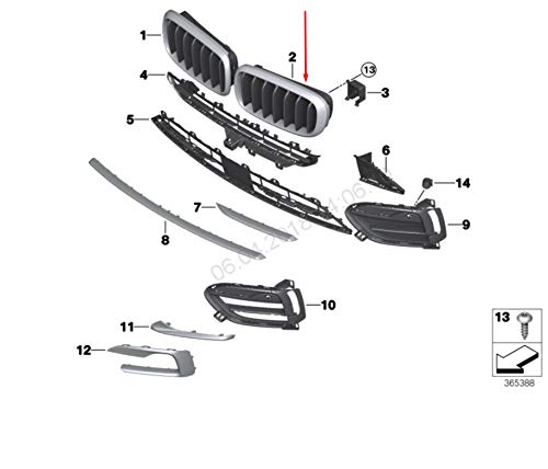 Passend für Bmw X6 F16 Kühlergrill Links Vorne 51137373689 7373689 2015 Original von gtvtrading