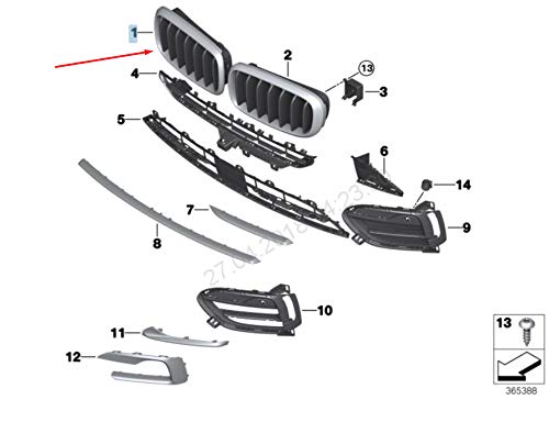 Passend für Bmw X6 F16 Kühlergrill Rechts 51137349388 7349388 2016 Original von gtvtrading