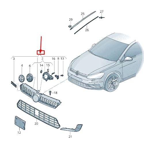Passend für Kühlergrill Für VW Golf VII 5G Mk7 5Ge853651Pcyr 5Ge853651P Cyr Original von gtvtrading