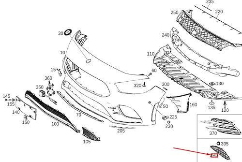 Passend für Mb B W247 Frontstoßstange außen unten rechts Kühlergrillabdeckung A2478854701 von gtvtrading