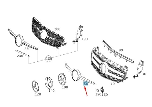 Passend für Mercedes-Benz A W176 Kühlergrill Zierleiste A17688801859982 Original von gtvtrading