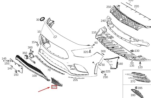 Passend für Mercedes-Benz B W247 Kühlergrillabdeckung vorne rechts unten A2478854501 Original von gtvtrading