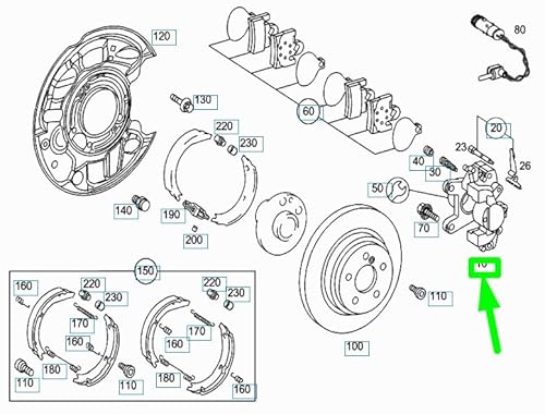 Passend für Mercedes-Benz C W203 Bremssattel Hinten Links A0034237498 Original von gtvtrading