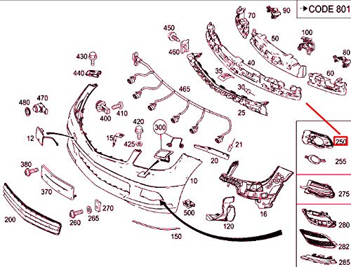 Passend für Mercedes-Benz C W204 Kühlergrillabdeckung vorne links A2048803824 Original von gtvtrading