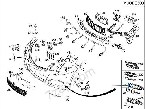 Passend für Mercedes-Benz E-Klasse W212 Kühlergrill Nebelscheinwerfer rechts A2128851223 2014 Original von gtvtrading