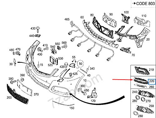 Passend für Mercedes-Benz E-Klasse W212 Kühlergrill für Frontstoßstange links A2128851523 2015 von gtvtrading