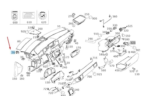 Passend für Mercedes-Benz E W212 Zierring Armaturenbrett Links A21283103597N25 Original von gtvtrading