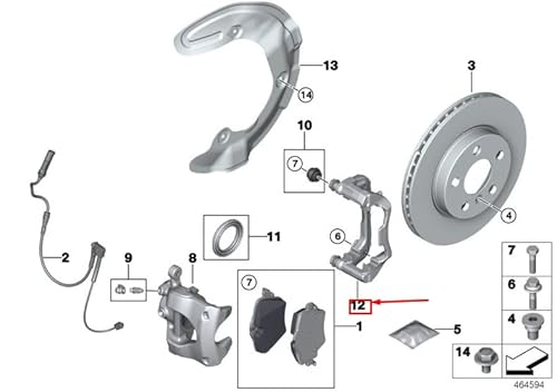 Passend für Mini Countryman F60 Bremssattel Vorne Links 34116867311 6867311 Original von gtvtrading