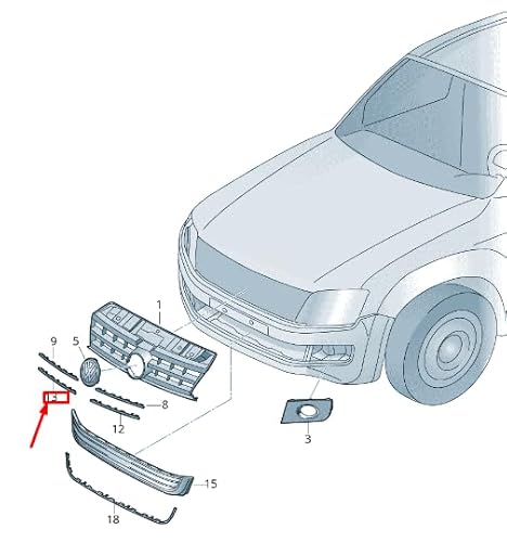 Passend für VW Amarok 2H Kühlergrillleiste unten rechts 2Hh853766A9B9 Original von gtvtrading