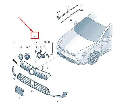 Passend für VW Golf VII 5G Mk7 Kühlergrill 5G0853651Cqzll Original von gtvtrading