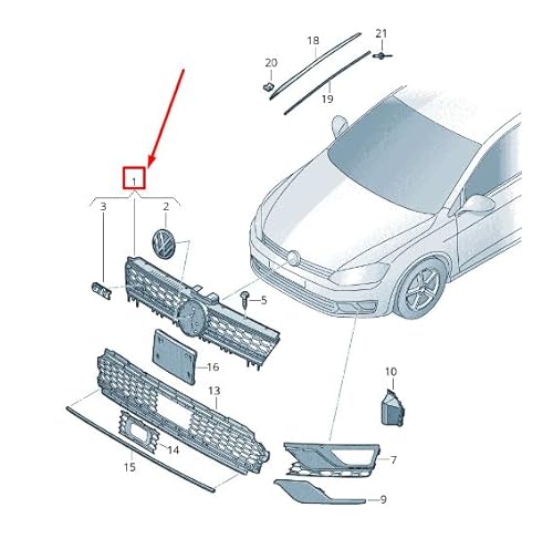 Passend für VW Golf VII 5G Mk7 Kühlergrill 5G0853651Dazll Original von gtvtrading