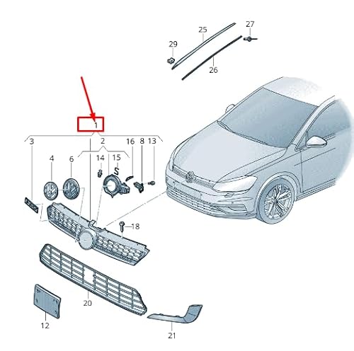 Passend für VW Golf VII 5G Mk7 Kühlergrill 5Ge853651Kcyr 5Ge853651K Cyr Original von gtvtrading