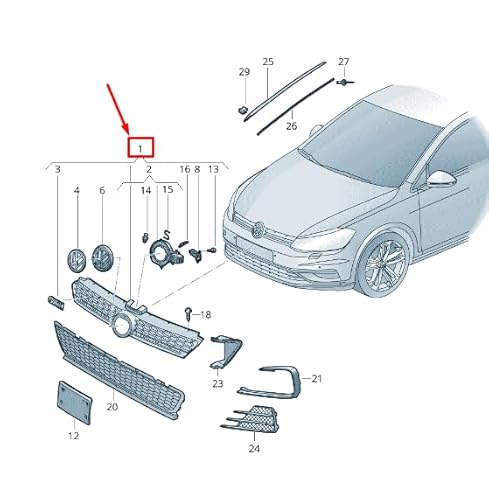 Passend für VW Golf VII 5G Mk7 Kühlergrill 5Ge853651Mcyr Original von gtvtrading