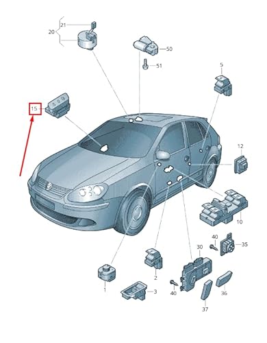 Passend für VW Golf Vi 5K Mk6 Schalter Zentralverriegelung Tür Rechts 5K0962126Reh Original von gtvtrading