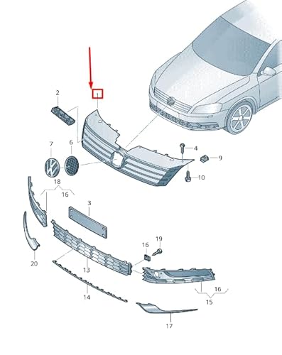 Passend für VW Passat B7 36 Kühlergrill 3Aa853651Dkwi 3Aa853651D Kwi Original von gtvtrading