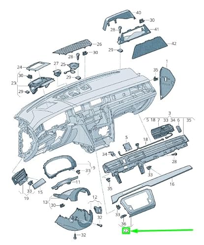 Passend für VW Passat B8 3G Front Armaturenbrett Mittelblende Linkslenker 3G8858069Bjp9 von gtvtrading