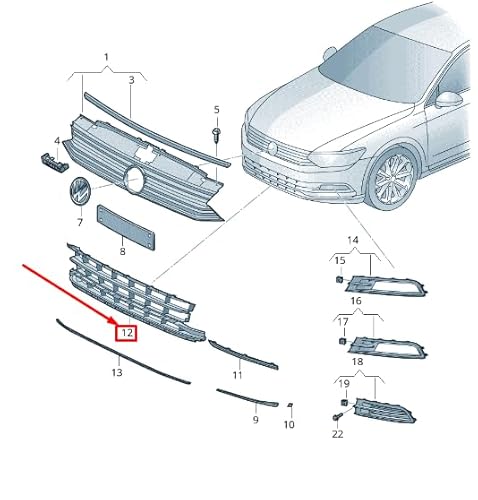 Passend für VW Passat B8 3G Lüftungsgitter vorne unten für Stoßstange 3G0853677F9B9 Original von gtvtrading