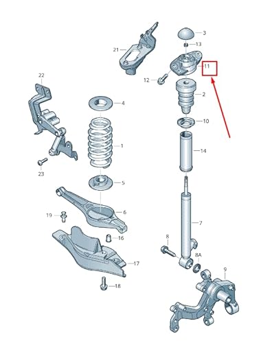 Passend für VW Sharan 7N Oberes Lager des Stoßdämpfers hinten 7N0513353 Original von gtvtrading