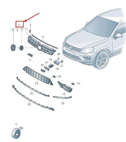 Passend für VW Touareg 7P Kühlergrill 7P6853651Kzll 7P6853651K Zll Original von gtvtrading