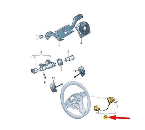 Passend für VW Transporter T6 Lenkrad Multitasten Set 7E0959442Icx Original von gtvtrading