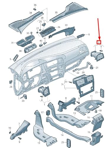 Passend für Volkswagen Golf 5G Mk7 Lüftungsgitter Armaturenbrett rechts Linkslenker 5G1819704Rdar Original von gtvtrading