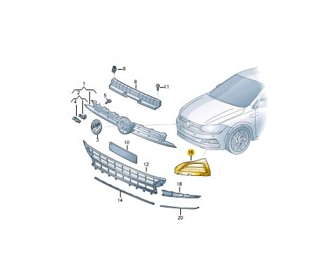 Passend für Volkswagen Polo Aw Frontstoßstange Rechts Kühlergrill 2Gs853666A9B9 Original von gtvtrading