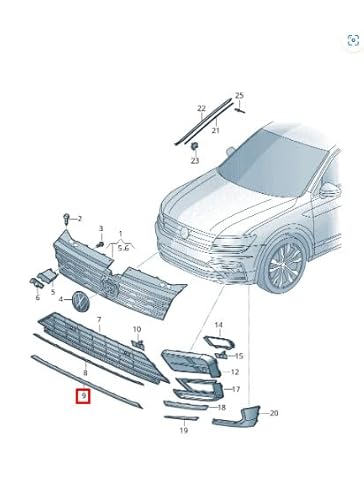 Passend für Volkswagen Tiguan Ad Frontstoßstangengrill untere Zierleiste 5Nn853101Bgru von gtvtrading