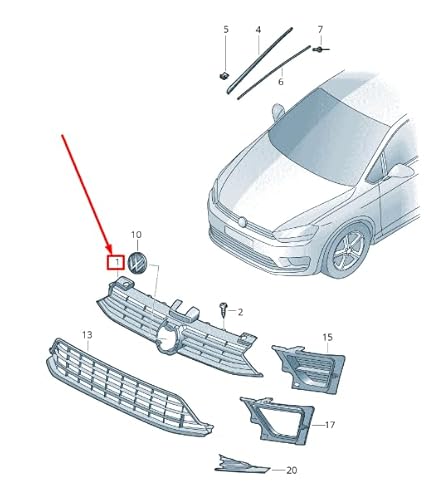 Passend für Vw Golf Sportsvan Am Kühlergrill 510853651Ap Zll 510853651Apzll Original von gtvtrading